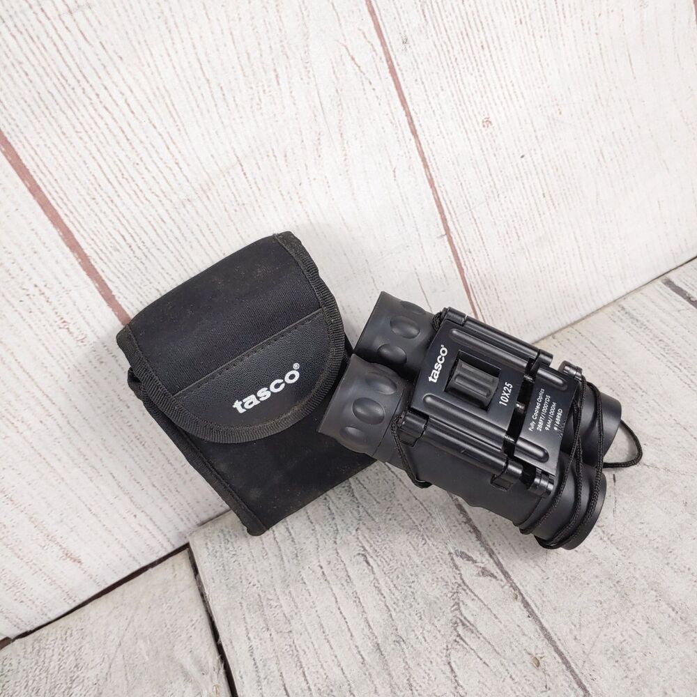 Tasco Essentials 10X25 Compact Binoculars Fully Coated Optics Hunting Gear USED